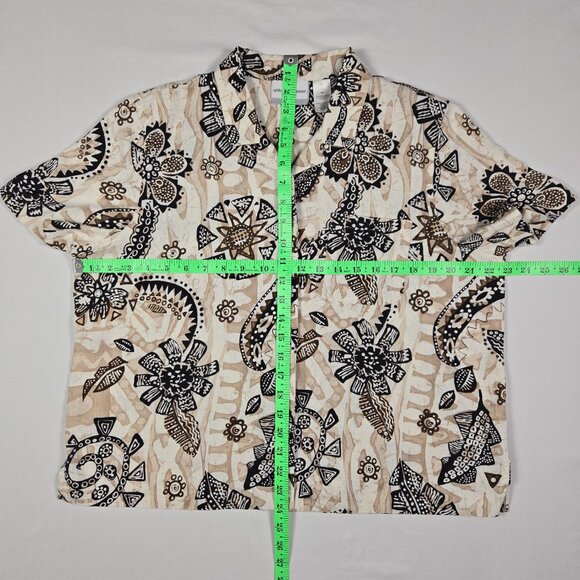 Alfred Dunner 18P Linen‎ Blend Blouse Boho Floral Cottagecore Button Shirt - Picture 11 of 12